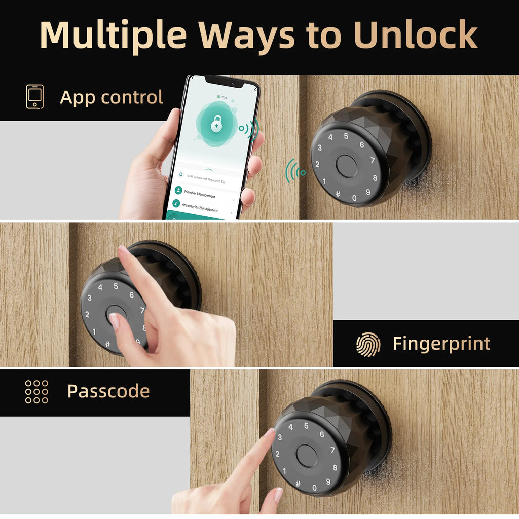 Viladepot Smart Lock Fingerprint Door Lock TYPE-C Interface App Control Passcode Unlock Electronic Touchscreen Keypad Indoor - Magic Electronics