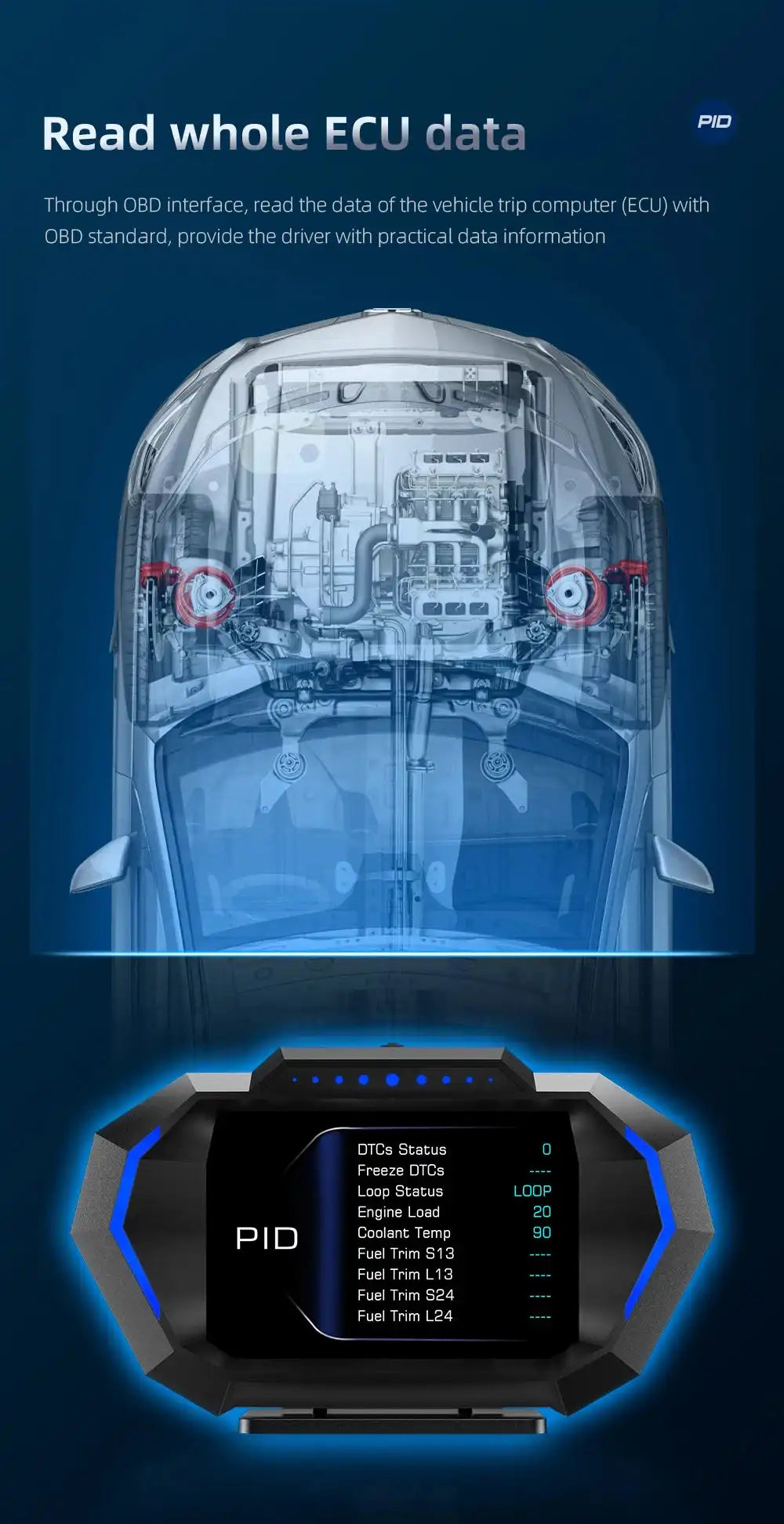 OBD + GPS HUD P24 Car OBD Head Up Display HUD on Board Computer Digital Speedometer Water Temp Fuel Consumption Slope Meter - Magic Electronics