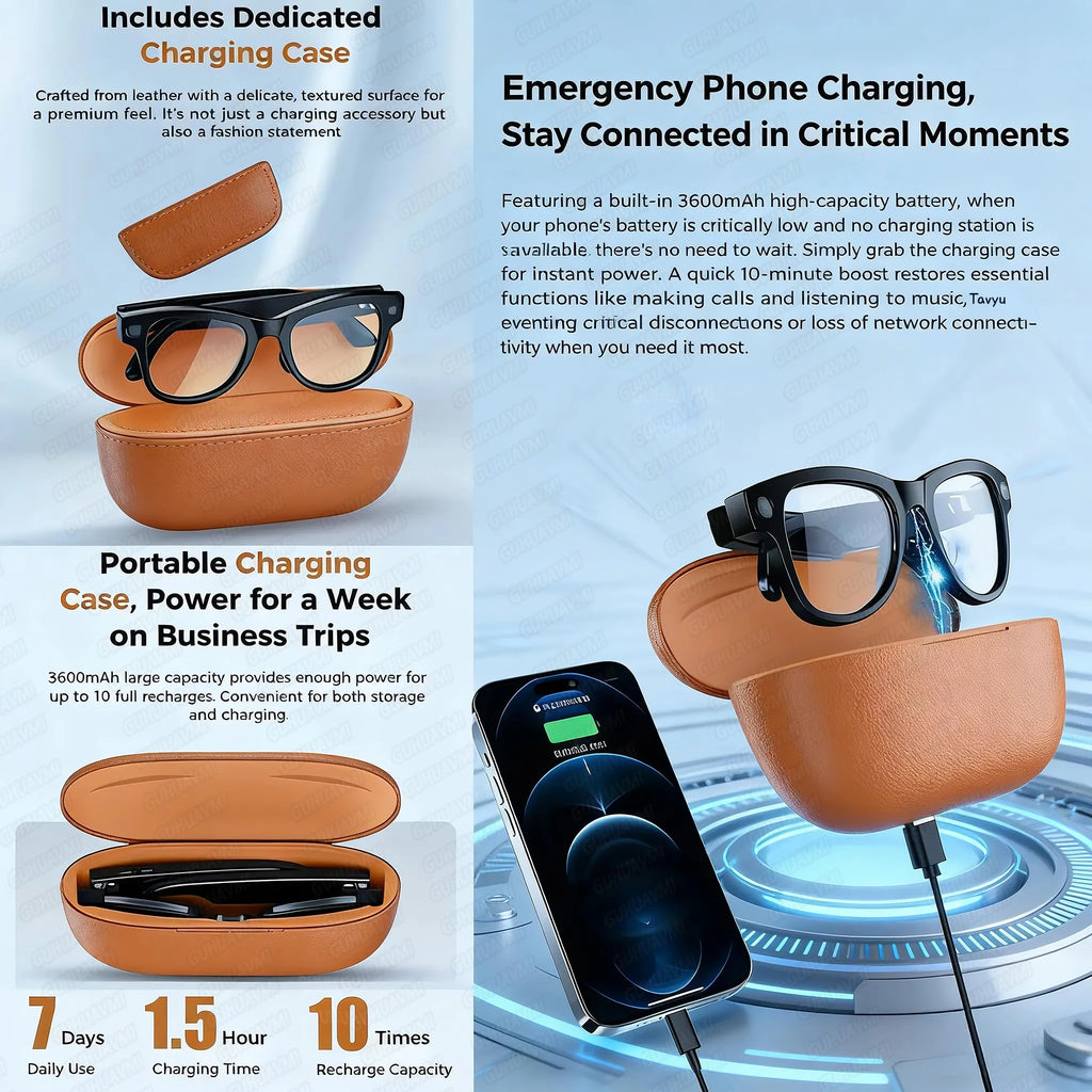 AI Smart Glasses with Camera 1200P M02 Ultra ChatGPT Voice Control 32GB Real-time Translation 3600mAh Charging Case Sunglasses Magic Electronics S3a6380ae4ebe4dfeab08557931bf7e953