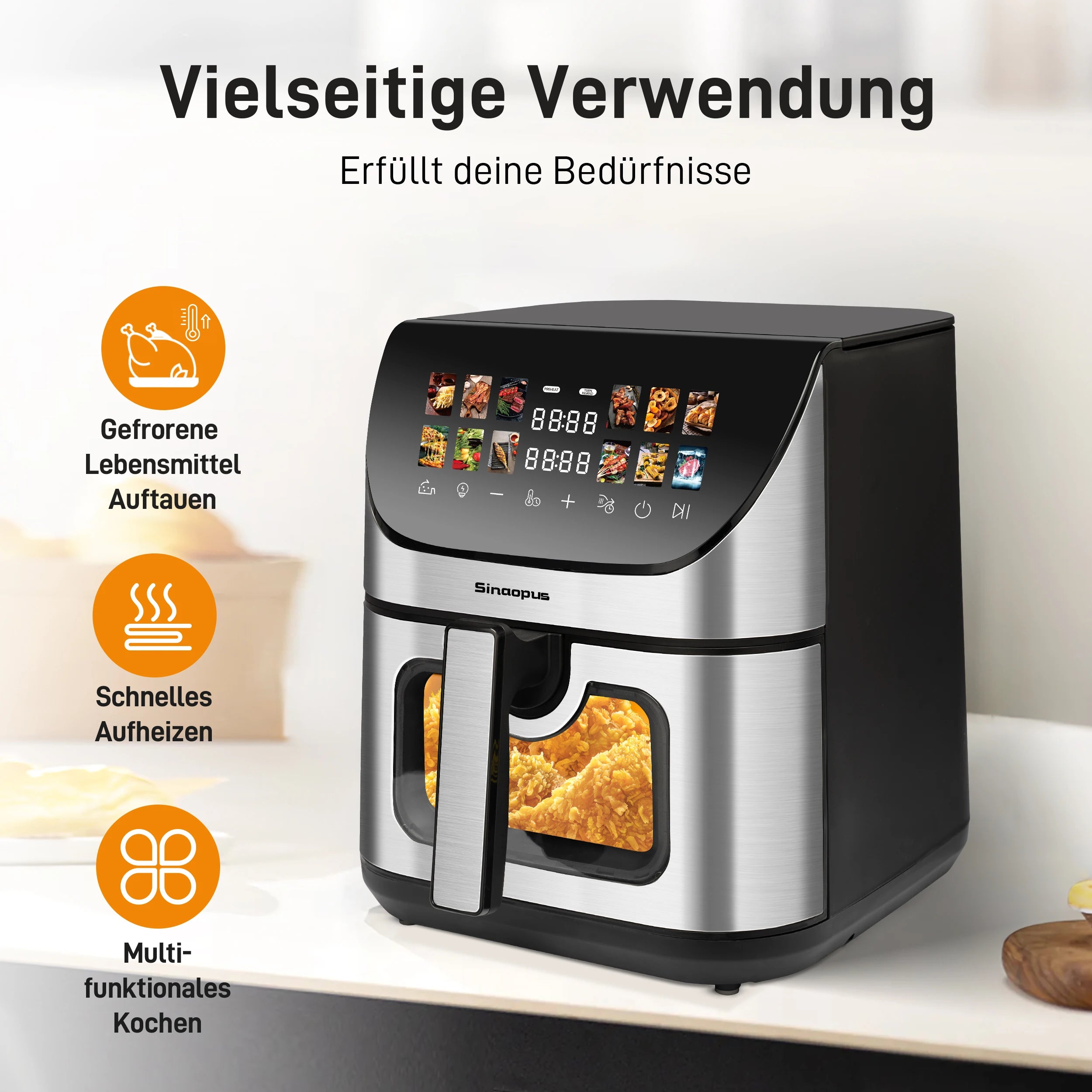 8L Smart machine Hot fryer Multi Function air fryers Smart machine Viewing Window & oven Oilless Cooker with LED Touch Control Magic Electronics S3b2172c136a64fe786dadfd960277b77K