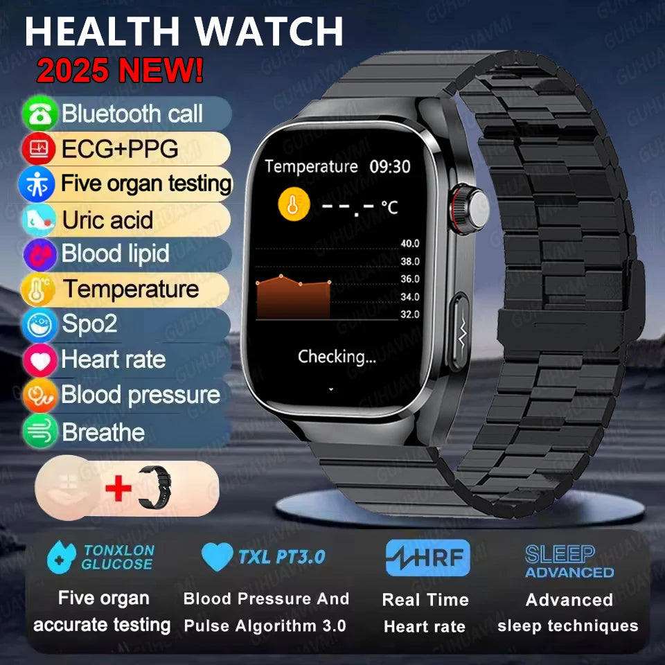 2025New Micro Physical Examination Smart Watch For Men Uric Acid Body Fat Five Organ Health Watches Bluetooth Call SmartBracelet Black Steel B AI Health report Magic Electronics S3b2bfc132c16405697791ec89cd99a5e6 Black Steel B AI Health report