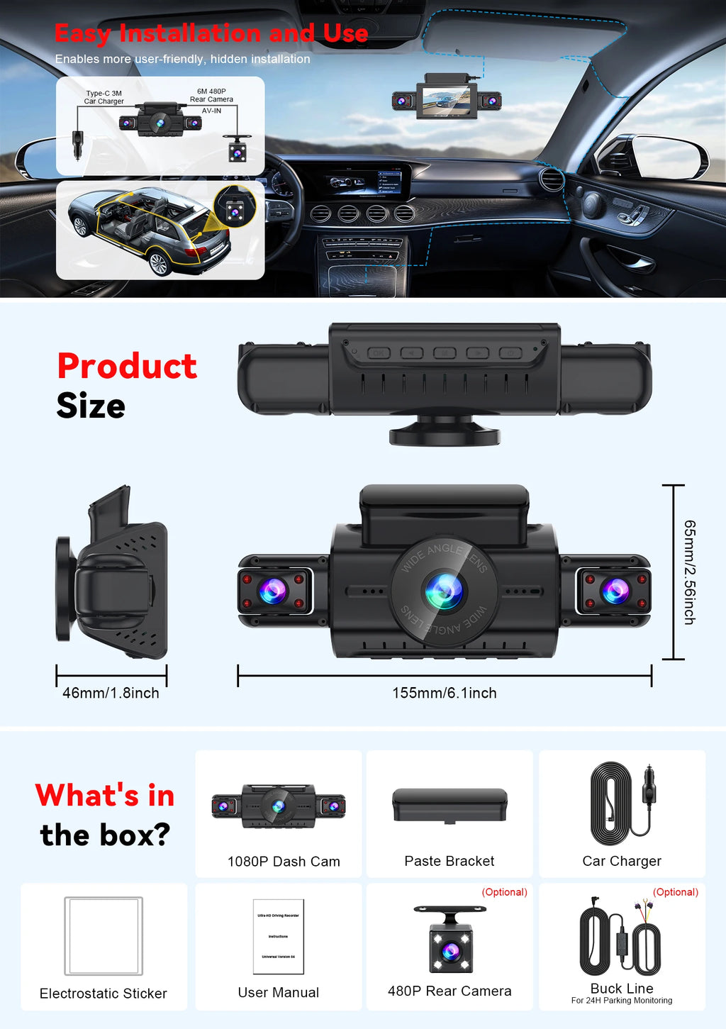  Dashcam for cars 4 Channel Black Box WiFi Driving Camera FHD 1080P Night Vision Loop Recording 24H Parking Mode car accessorie Magic Electronics S3ba4f0a9ddfc46d0a57bcf737901be71o