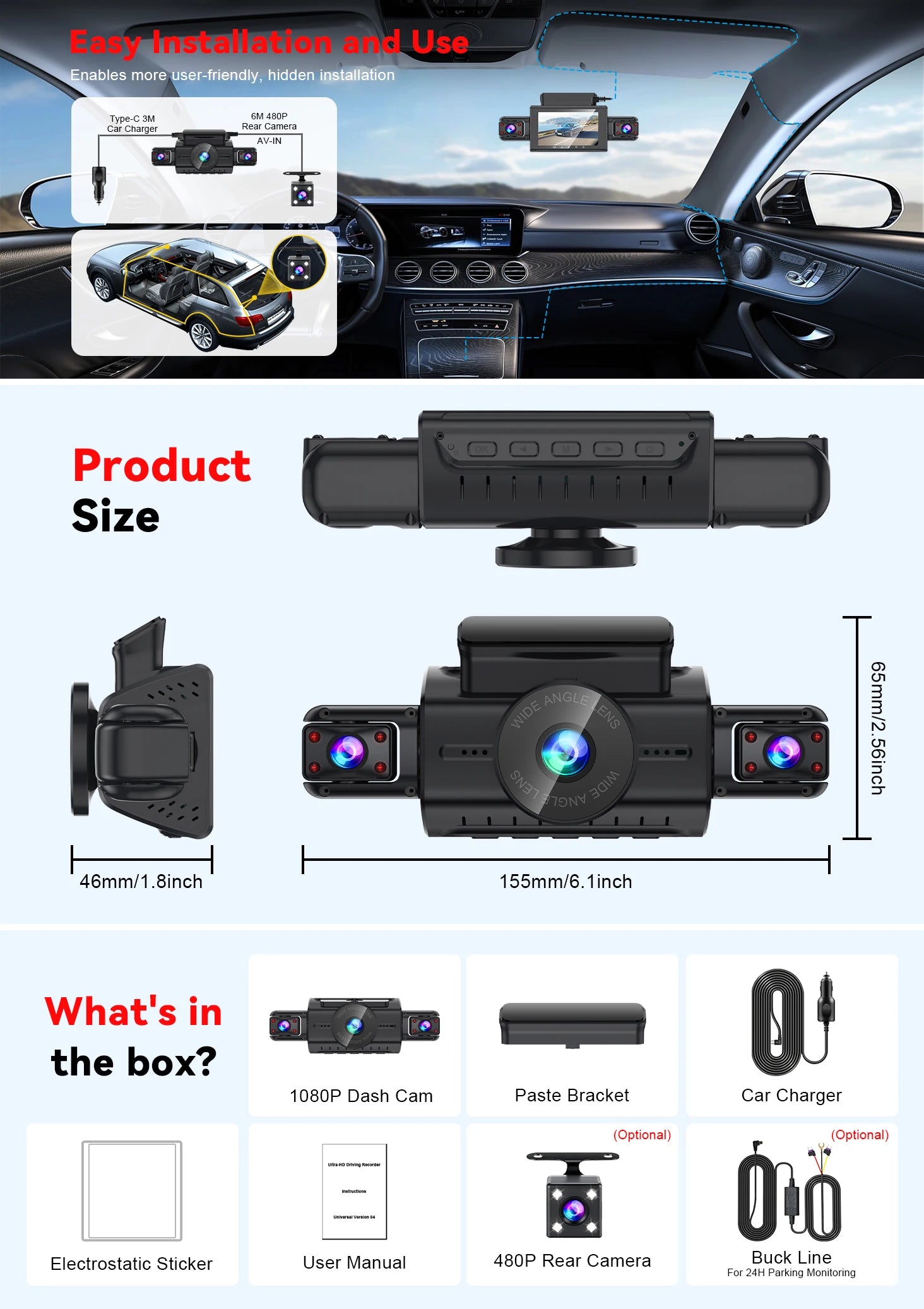 Dashcam for cars 4 Channel Black Box WiFi Driving Camera FHD 1080P Night Vision Loop Recording 24H Parking Mode car accessorie Magic Electronics S3ba4f0a9ddfc46d0a57bcf737901be71o