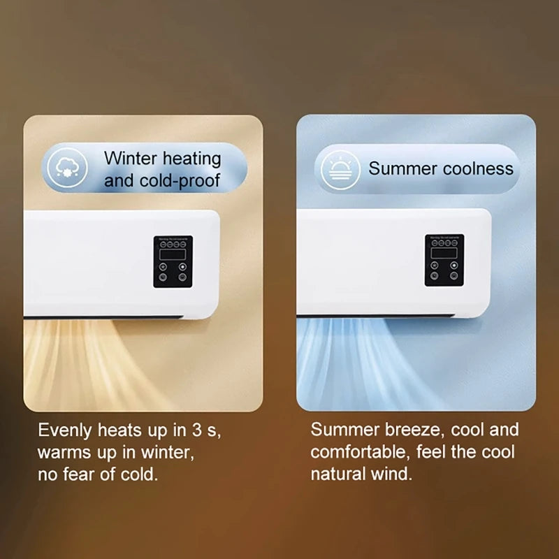 Portable Heater Electric Heating Machine Air Conditioner Wall Mounted Air Conditioner Fan Heater Remote Control Bedroom Bathroom - Magic Electronics