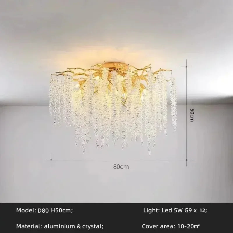 Modern Luxury Gold Branch Tassel Crystal LED Pendant Light Dining Room Living Room Indoor Home Decoration Atmosphere Fixtures D80cm ceiling G9 Magic Electronics S3ca9f889b98d4c17bb0990abb759b7e4y D80cm ceiling G9