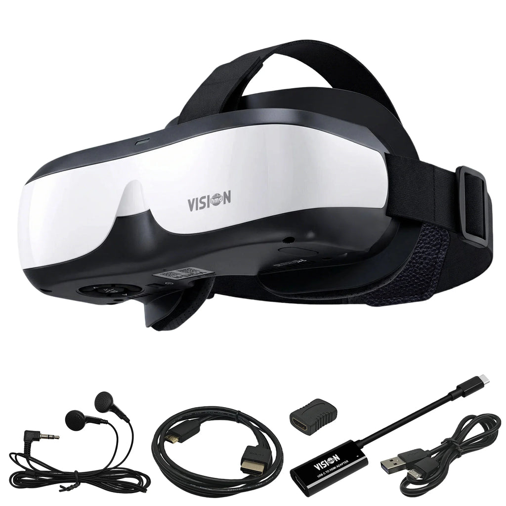 Head-Mounted Display with HDMI Input and Built-In Battery, Allowing Connection to a Variety of Devices.
