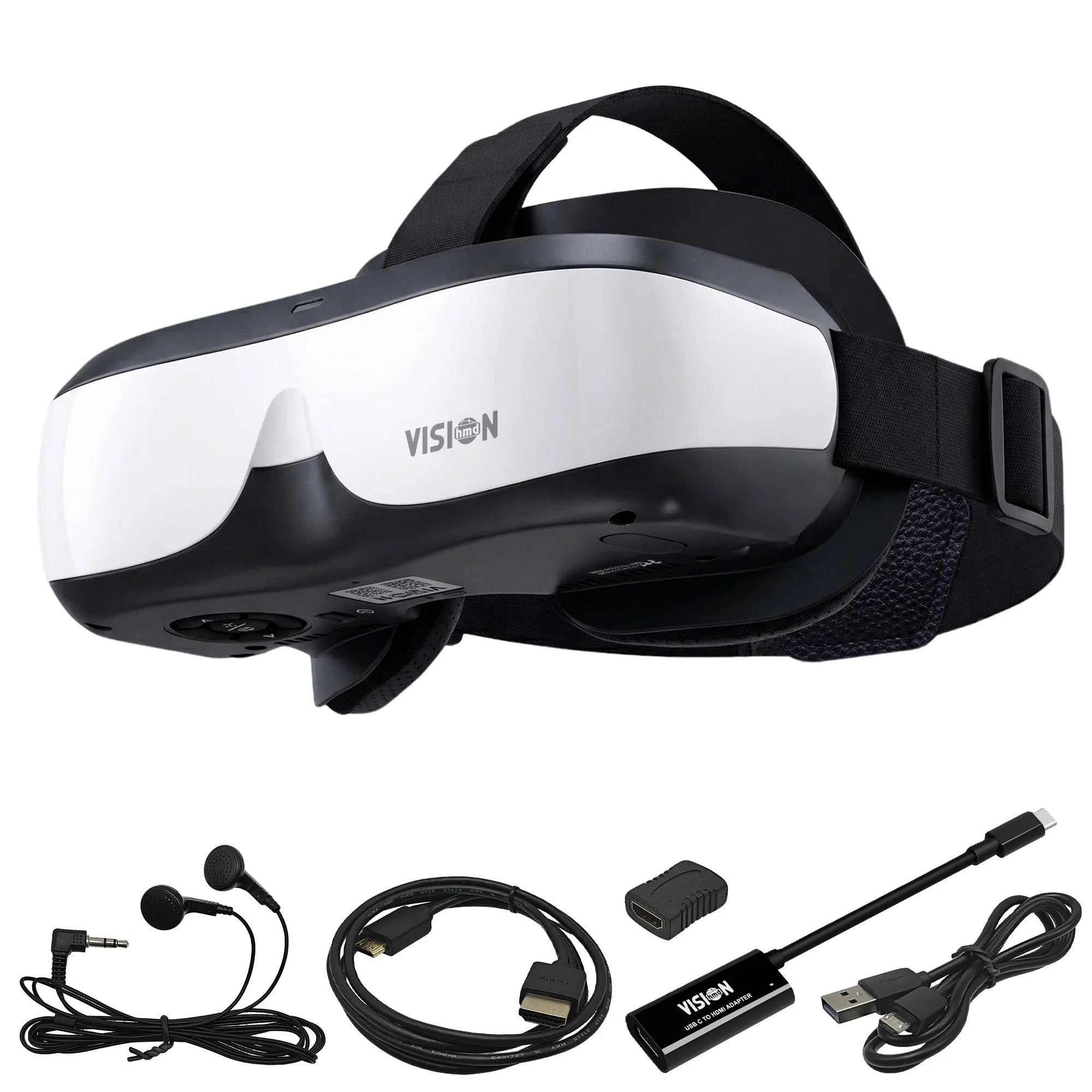 Head-Mounted Display with HDMI Input and Built-In Battery, Allowing Connection to a Variety of Devices.