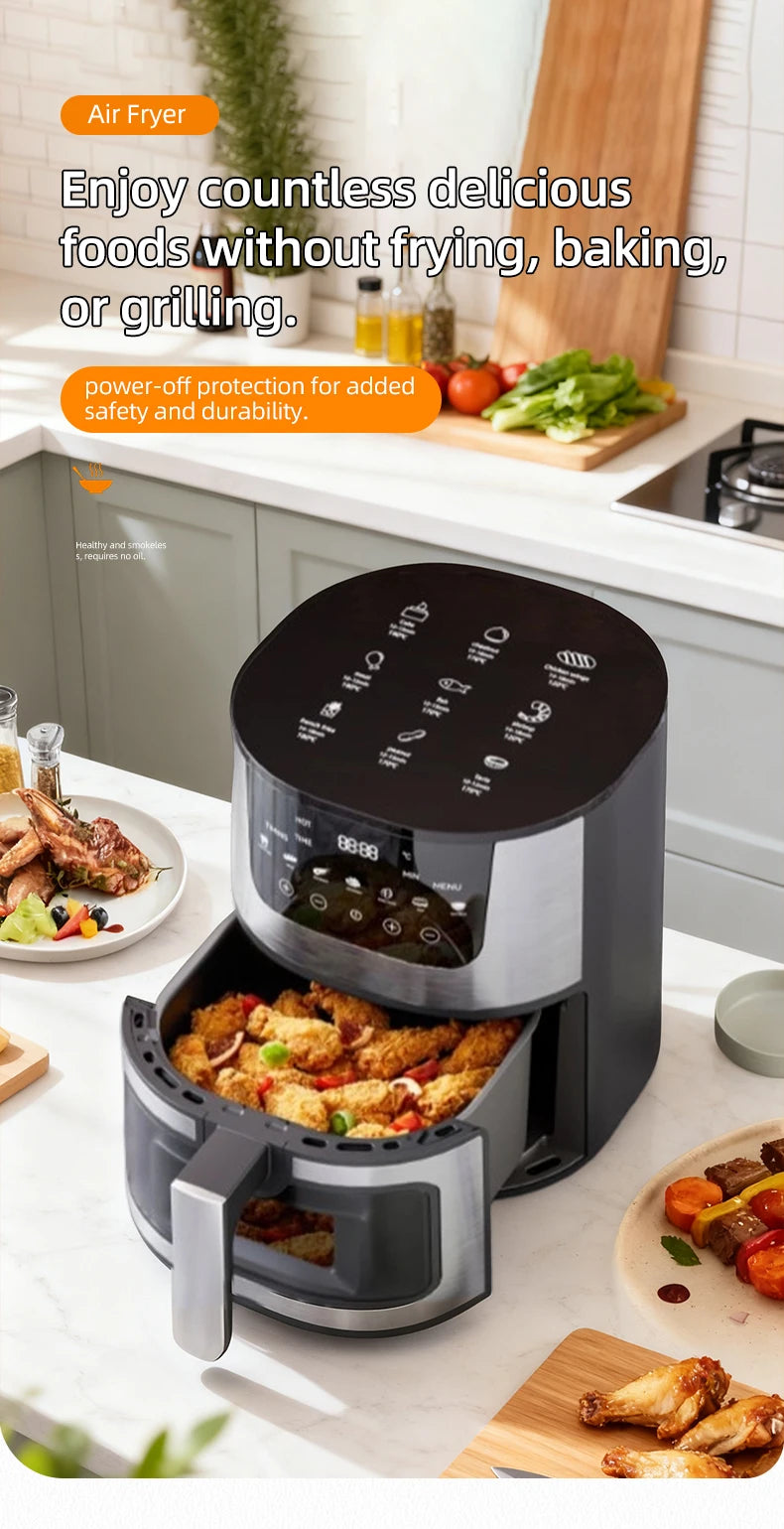 DIVEDEER 7L Household Visual Air Fryer - Large Capacity, Multifunctional, Stainless Steel Design for Home Use (Freidora Aire) Magic Electronics S3d4de0524de84d05adce11f893e63751l