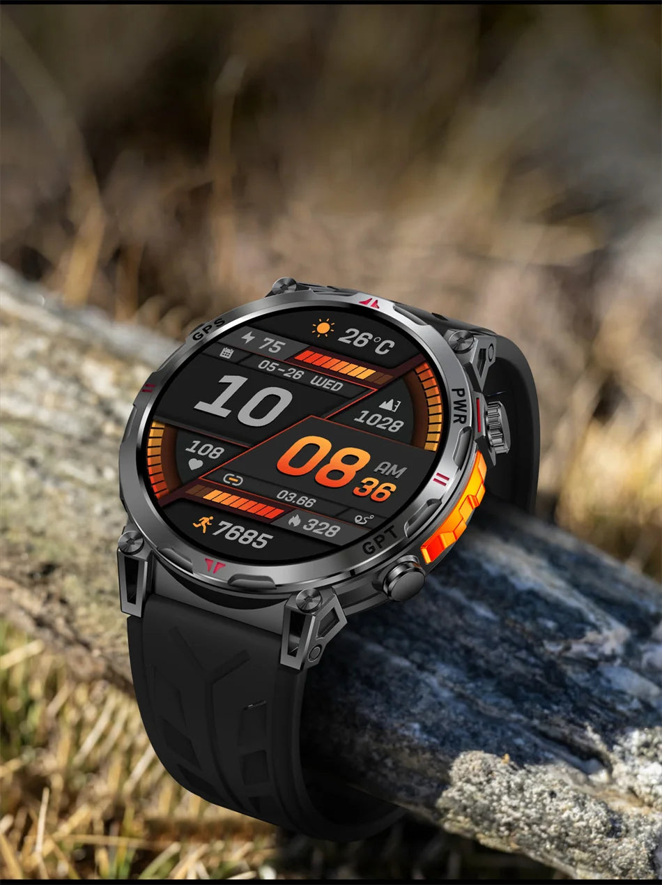 2026 New Outdoor Sports Smartwatch Men GPS Positioning 650mAh HD Call 1.56-inch AMOLED Screen Compass 5ATM Waterproof Watch Man - Magic Electronics