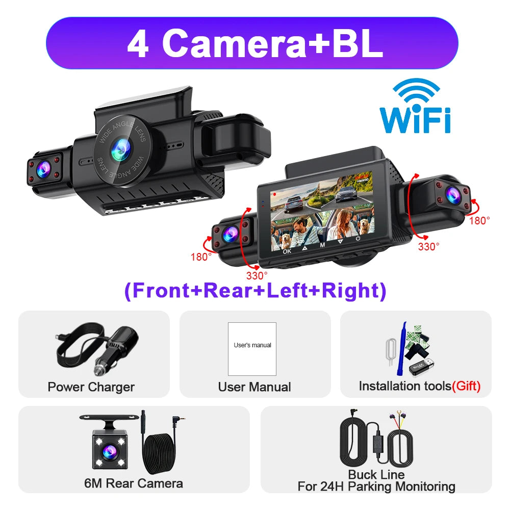  Dashcam for cars 4 Channel Black Box WiFi Driving Camera FHD 1080P Night Vision Loop Recording 24H Parking Mode car accessorie 4 Camera-BL Magic Electronics S41ec526514b74ffebd546e36ea4aba2cX 4 Camera-BL