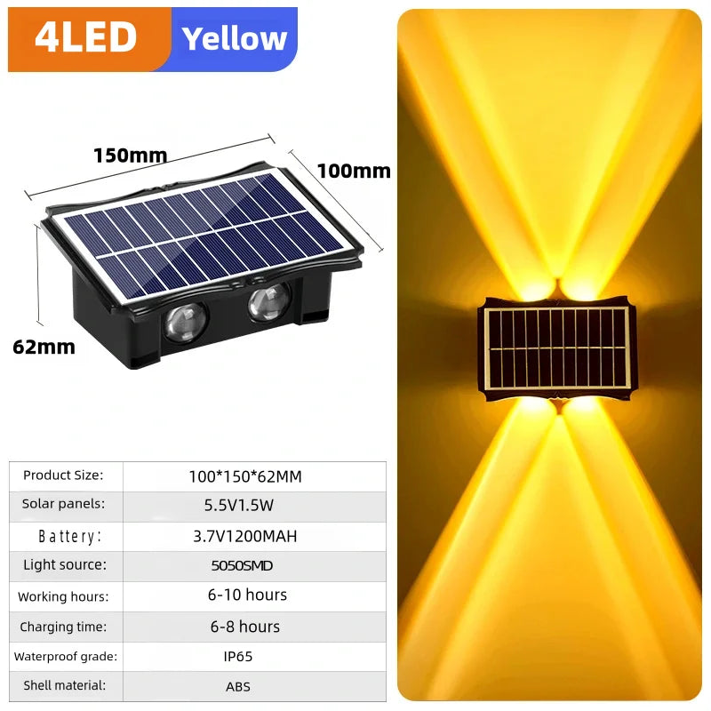 Solar LED Light Wall Lamp Outdoor Waterproof High Brightness Up And Down Luminous Lighting for Outdoor Garden Decoration - Magic Electronics