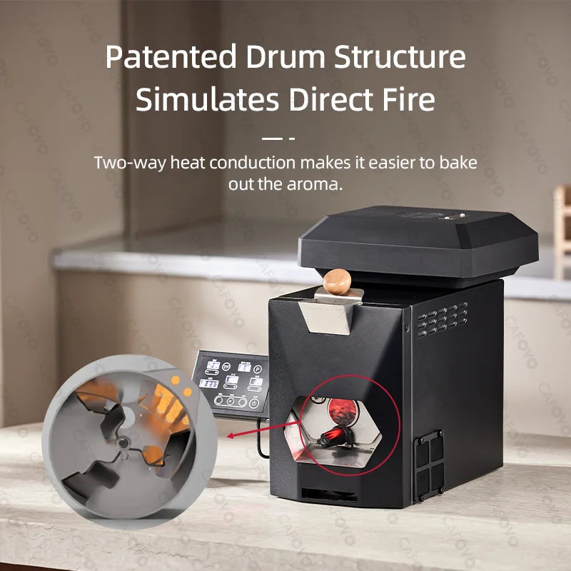 CAFOVO RE-3 Electric Coffee Bean Roaster Machine 200g Direct Fire Stirring Baking Intelligent Dual Mode for Home Use Magic Electronics S42a468b166a745d6beb84dfe447dcdeaM