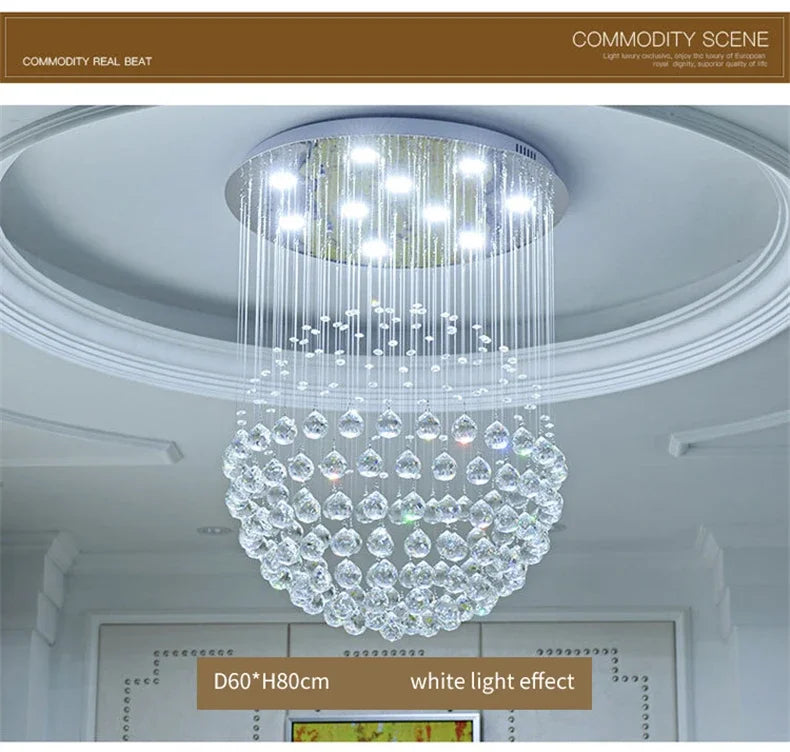 Round K9 Crystal Ball Led Ceiling Chandelier Pendant Lamp for Living Dining Room Cristal Lustre Bedroom Home Decor Light Fixture Magic Electronics S42a8f0d265ee43098ffcdb30f0d5a5e9P