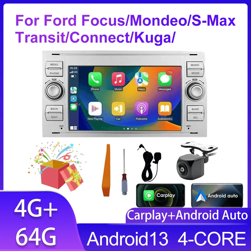 7' Car Radio with Wireless Carplay Android Auto Bluetooth FM for Ford Mondeo Fiesta S-max Focus Galaxy Transit Fusion Connect K 4G 64G silver CHINA Magic Electronics S42c6245670f2415a8e20226a29b379e4u 4G 64G silver CHINA