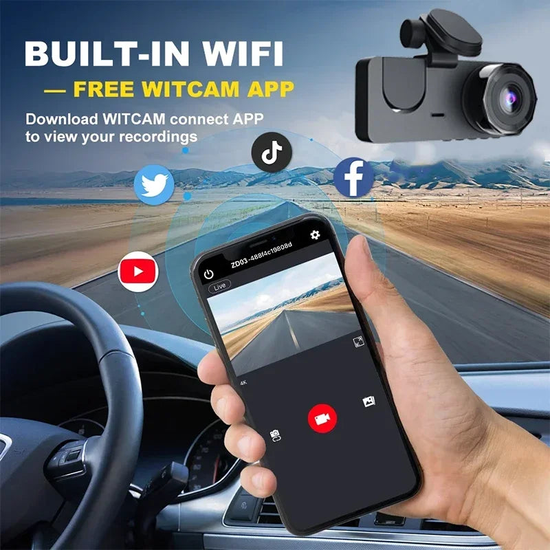 3Channel 1080P Dash Cam for Cars WIFI Car DVR Video Recorder Rear View Camera for Vehicle Night Vision Black Box Car Assecories Magic Electronics S42fb297f70d44ffdaf7ce89cc839bfe7O