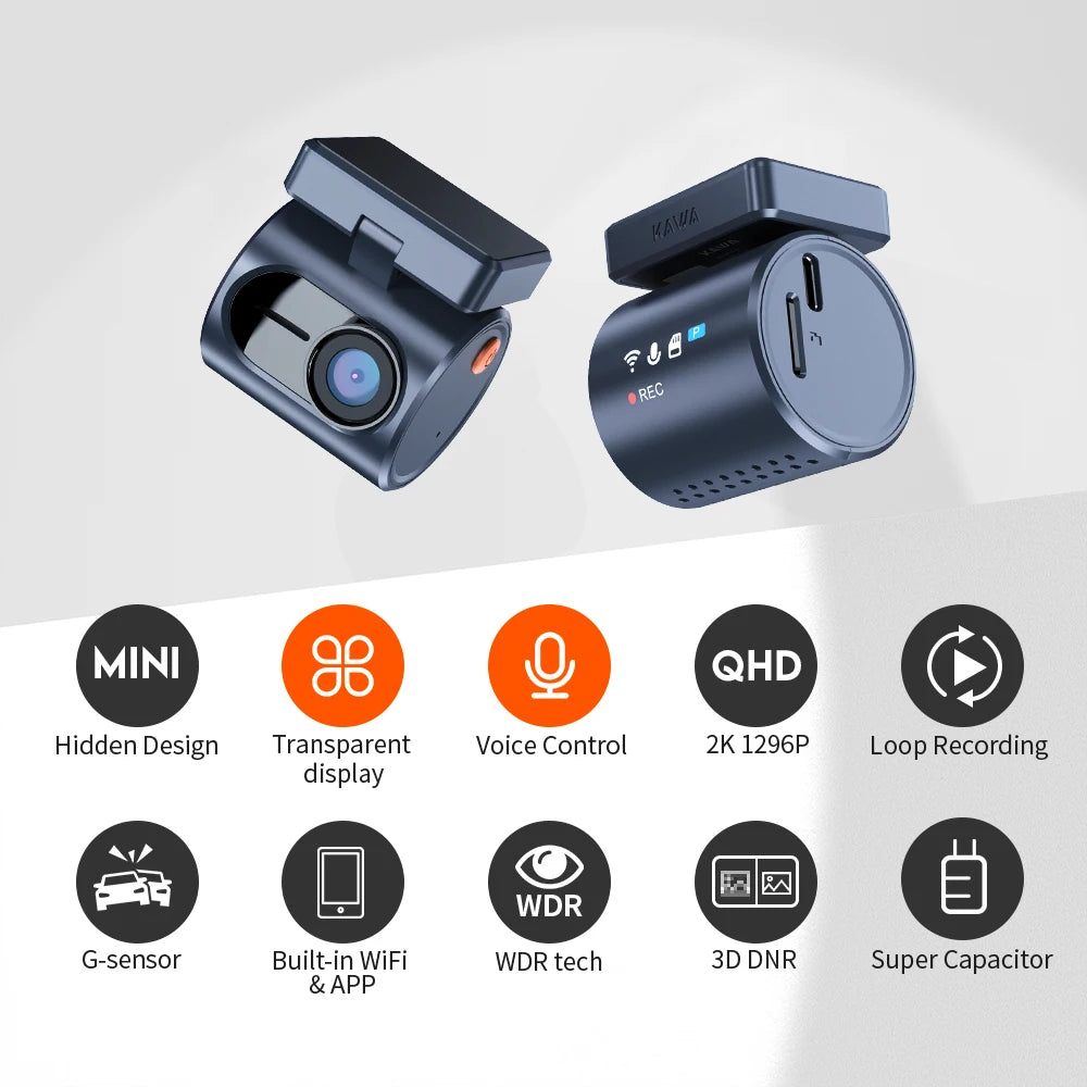 2K KAWA MINI 3 Pro Cameras for Car DVR Tiny Dash Cam 24 Parking Auto Video Recorder WiFi APP Voice Control Car dashcam - Magic Electronics