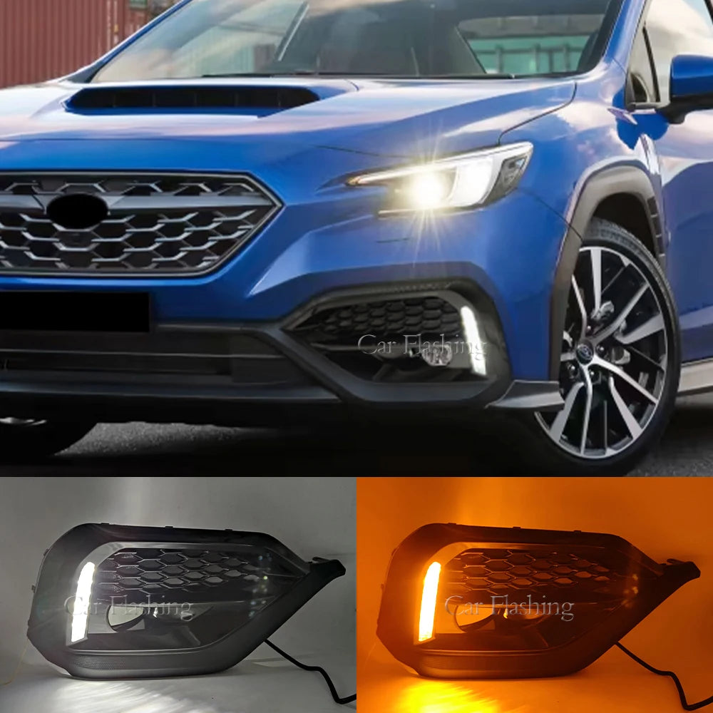 Car LED Daylight DRL For Subaru WRX STI 2022 2023 Daytime Running Lights Fog Lamp cover with yellow Turn Signal Foglight White and Yellow Magic Electronics S45877688638c47d285dbe58a2a77ea2fJ White and Yellow