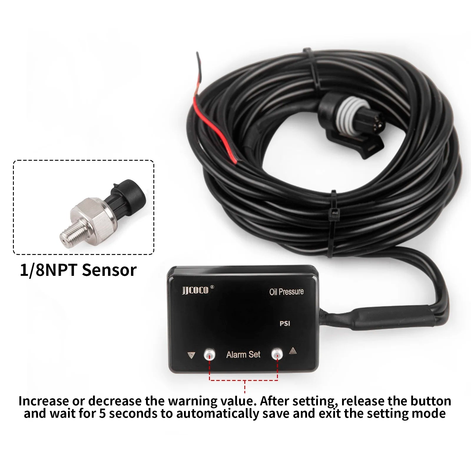 JJCOCO MINI 12v Oil Pressure Gauge Red/Blue Display With 1/8NPT 0-1.6MPA (0-232PSI) Sensor With Beep Alarm Magic Electronics S45c855c5206647e2877fe05bd154cfacW