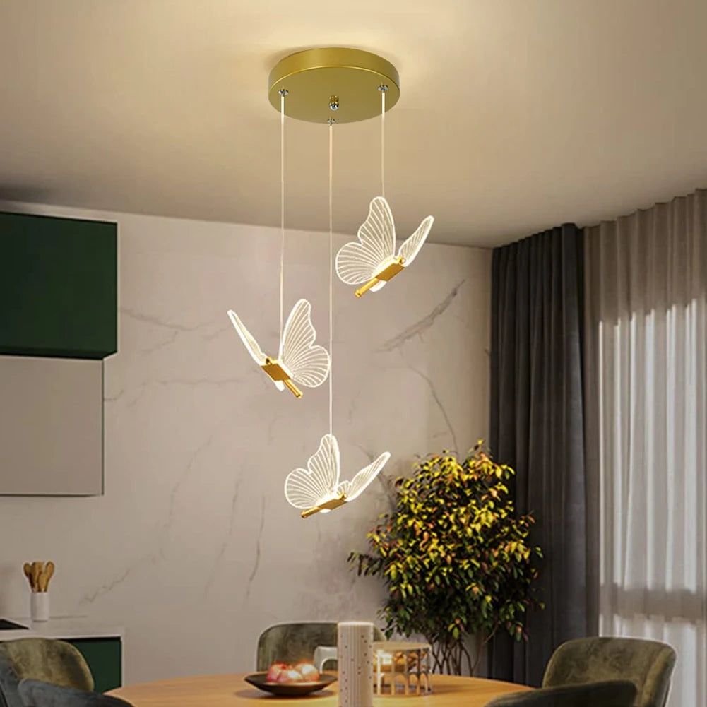 LED Modern 3-Head Butterfly Pendant Ceiling Light, Bedhead Indoor Living Room Dining Room Kitchen Decorative Lighting Magic Electronics S45db70f8d0ad443abcacd37f8aa99ad3F