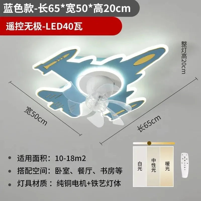 View details for Ceiling Fan with Light Aircraft Ceiling Fan with Remote Control LED Dimming Ceiling Lamp Chandelier Lighting for Children's Room Ceiling Fan with Light Aircraft Ceiling Fan with Remote Control LED Dimming Ceiling Lamp Chandelier Lighting 