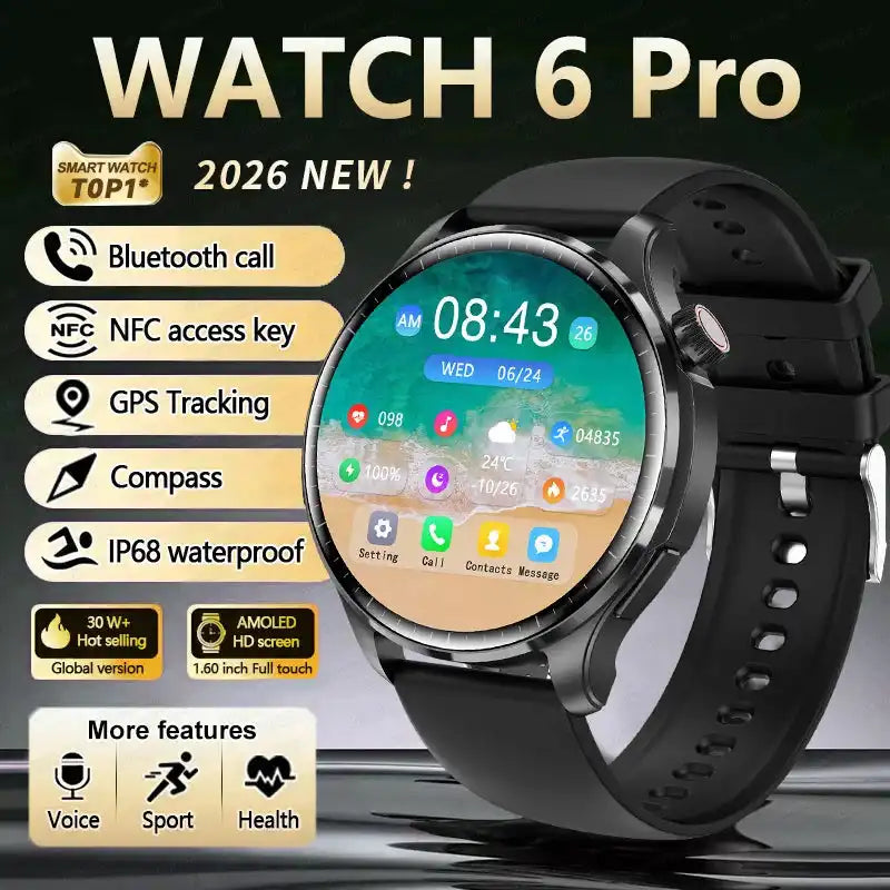 2026 New GPS SmartWatch BluetoothCall IP68 Waterproof AMOLED Screen Custom AOD Watch Face Sport Smartwatch Men Women Android iOS - Magic Electronics