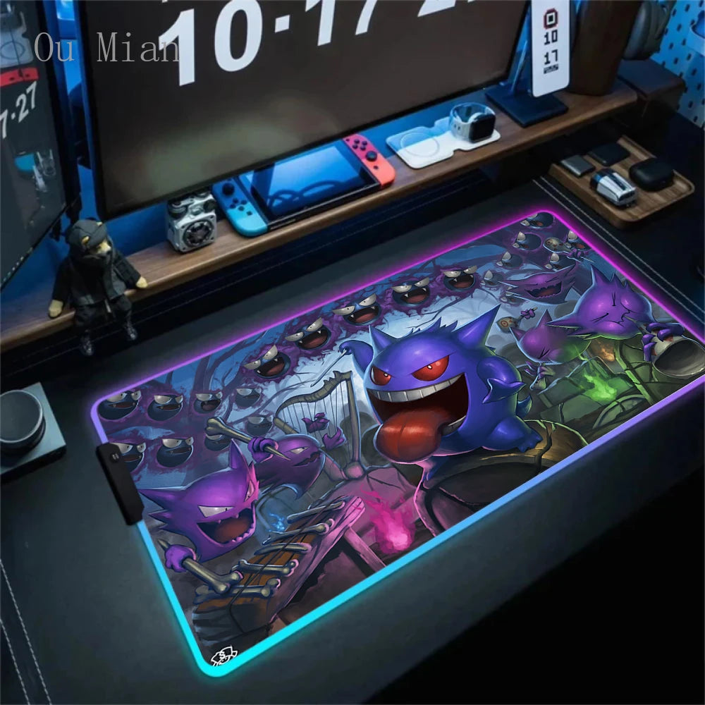 RGB G-Gengar Mousepad Pokemon LED Purple Mouse Pad Gaming Accessories Ghost Big Extended Keyboard Carpet PC Anime Desk Mats FF06607 Magic Electronics S461dbed1b3a744269fc0342a6569fd44n FF06607