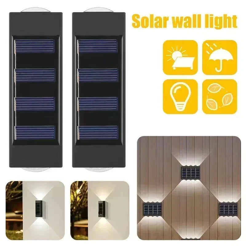 14/16 LED Solar Wall Lamp 1200mAh Outdoor Waterproof Up and Down Solar Lighting Light for Garden Fence Decoration Sunlight Light - Magic Electronics