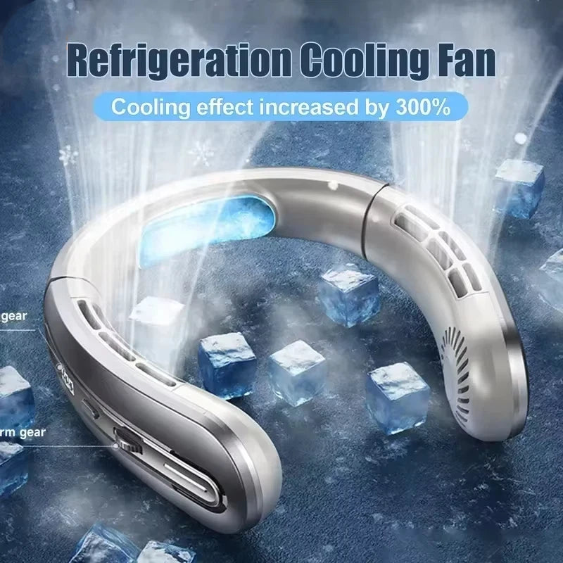 Lenovo Hanging Neck Fan Digital Display Power Ventilator Bladeless Neckband Fan Mini Air Cooler USB Rechargeable Electric Fans