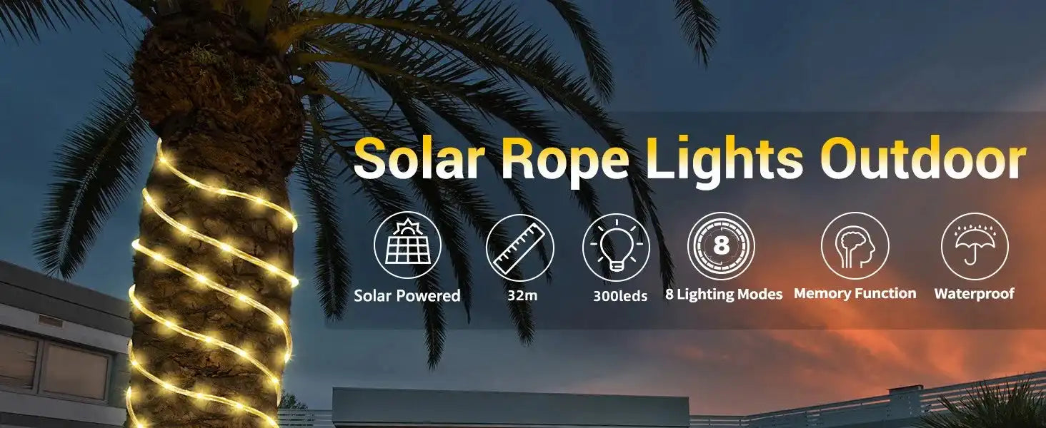 Solar String Lights Outdoor Waterproof LED Strip Rope Tube Lamp Christmas Fairy Garland String Lights for Garden Tree Yard Fence - Magic Electronics