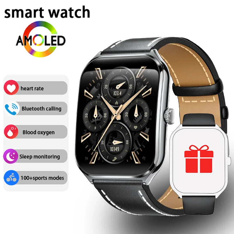 New Ultra Thin Smart Watch men 1.96" AMOLED 360*360 HD Pixel Display Always Show Time Call Reminder Smartwatch Ladies For huawei Black belt Magic Electronics S49cbad681cba482e8d7aeb51a98e6b34L Black belt