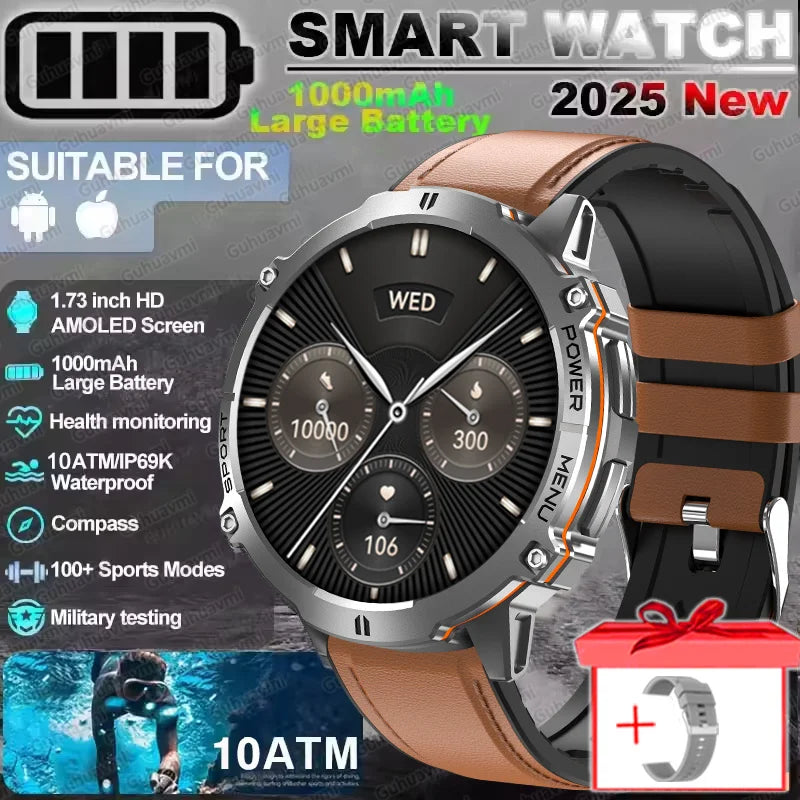 2025 Original TANK X3 Ultra 1000mAh Battery Smart Watch Men GPS Outdoor Sports Fitness Smartwatch 10ATM Waterproof Swim Watches Brown Leather Original Box Magic Electronics S4b47d0b3e03b4324981186bc4bbc2b3e4 Brown Leather Original Box