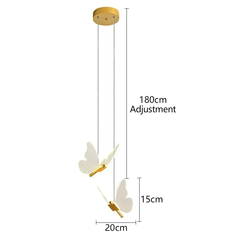 LED Modern 3-Head Butterfly Pendant Ceiling Light, Bedhead Indoor Living Room Dining Room Kitchen Decorative Lighting 2 heads Magic Electronics S4cc4aefcb83546148d510fbaa0eb44c39 2 heads