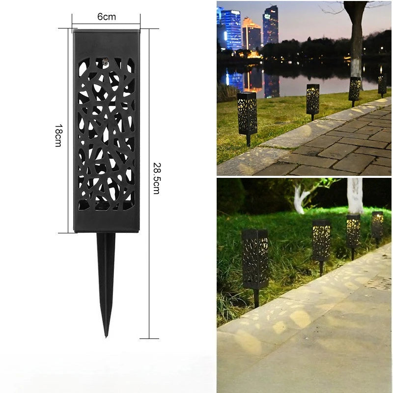 Solar Lawn Lights Outdoor Waterproof Garden Decoration LED Hollow Openwork Projection Light Yard Balcony Path Retro Night Lamp