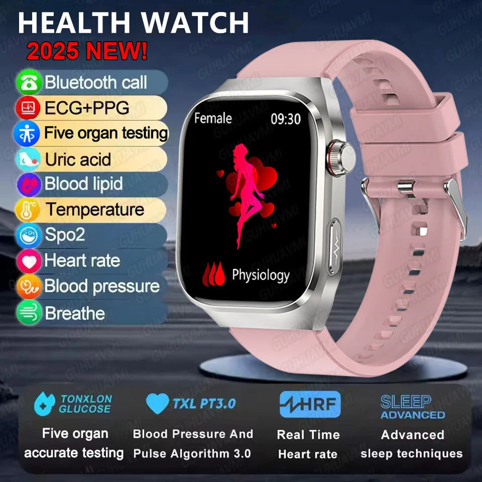 2025New Micro Physical Examination Smart Watch For Men Uric Acid Body Fat Five Organ Health Watches Bluetooth Call SmartBracelet Pink AI Health report Magic Electronics S4d4ea31898904b05800d36bb473d5a6bt Pink AI Health report