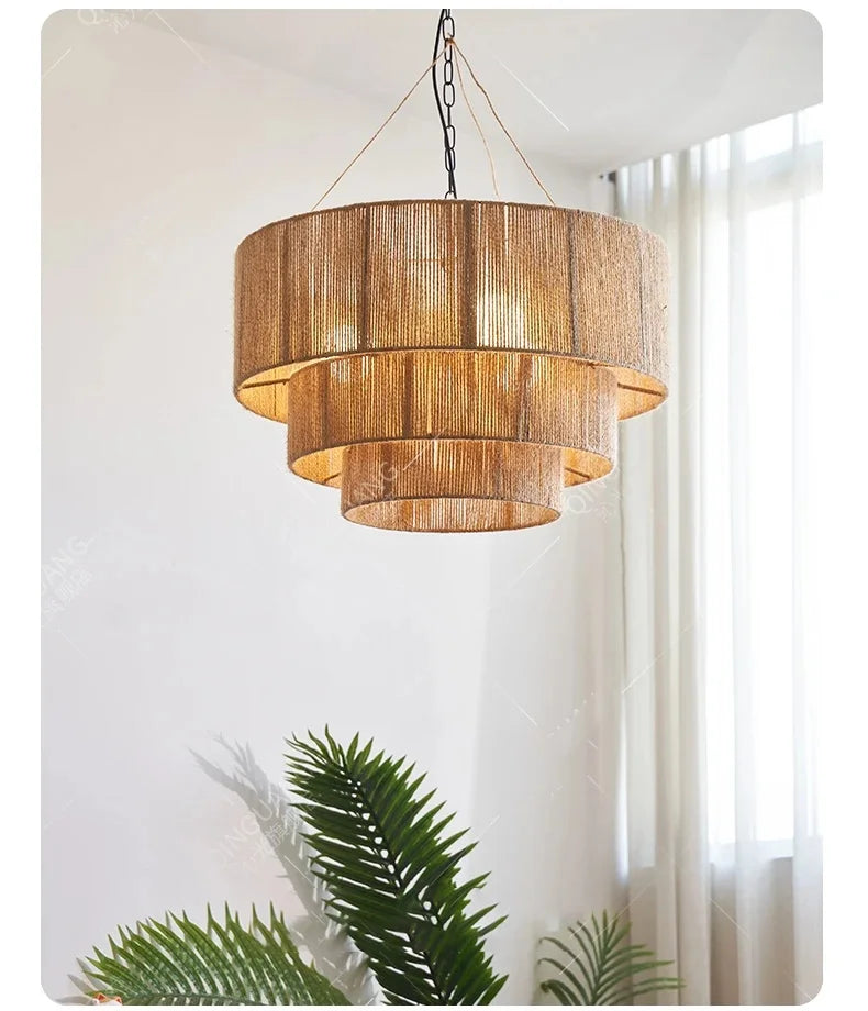 Nordic Hemp Rope Pendant Lights Wabi Sabi E27 Led Chandeliers For Dining Room Minimalism Hanging Lamp Bedroom Light Fixtures Magic Electronics S4ea67e8de0bf4e24b022db1f9957b528i