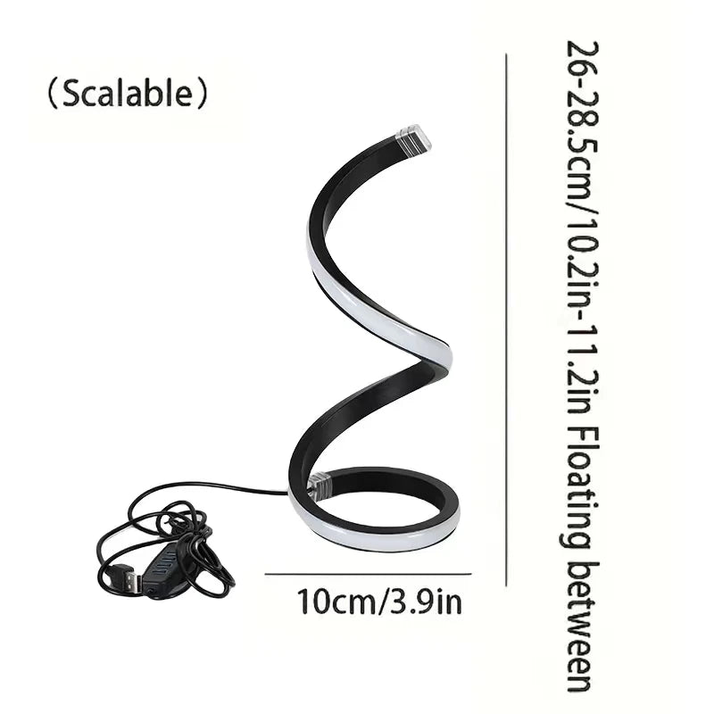 USB Plug in Creative Spiral LED Night Light Dimmable 3 Colors Adjustable for Living Room Office Desk Table Bedroom Bedside Decor - Magic Electronics