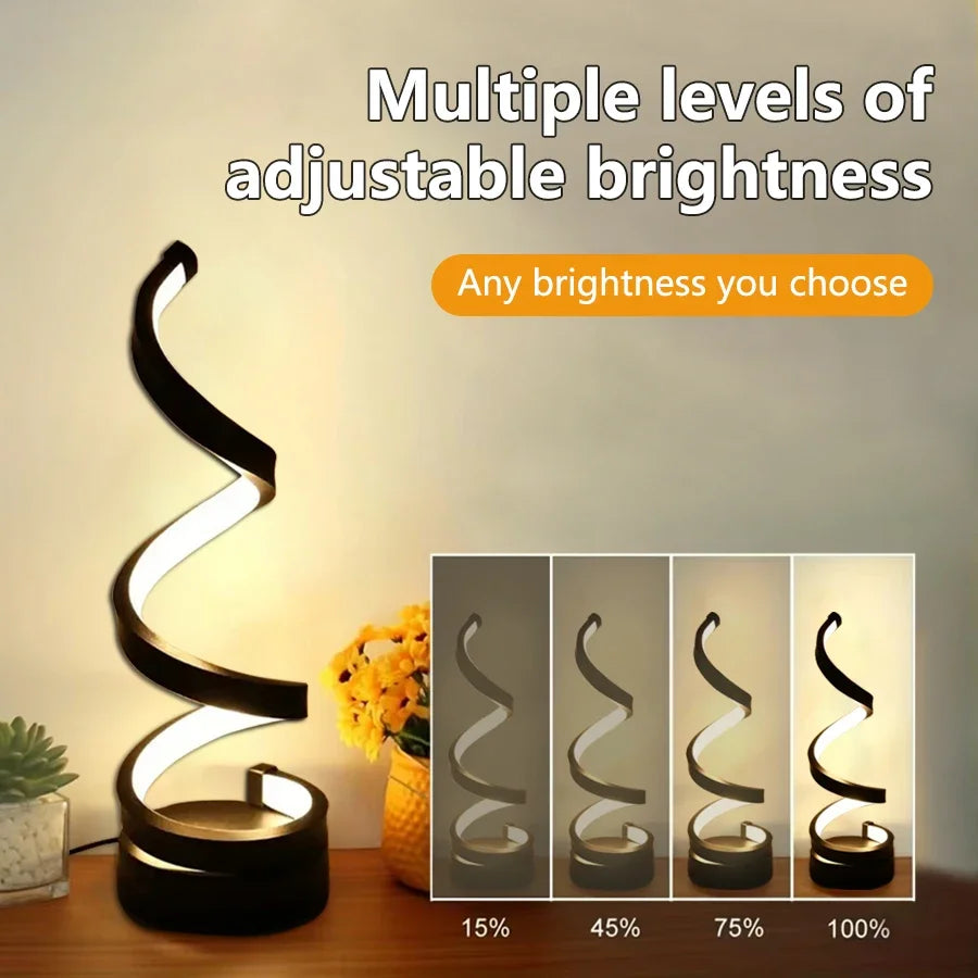 USB Plug in Creative Spiral LED Night Light Dimmable 3 Colors Adjustable for Living Room Office Desk Table Bedroom Bedside Decor - Magic Electronics