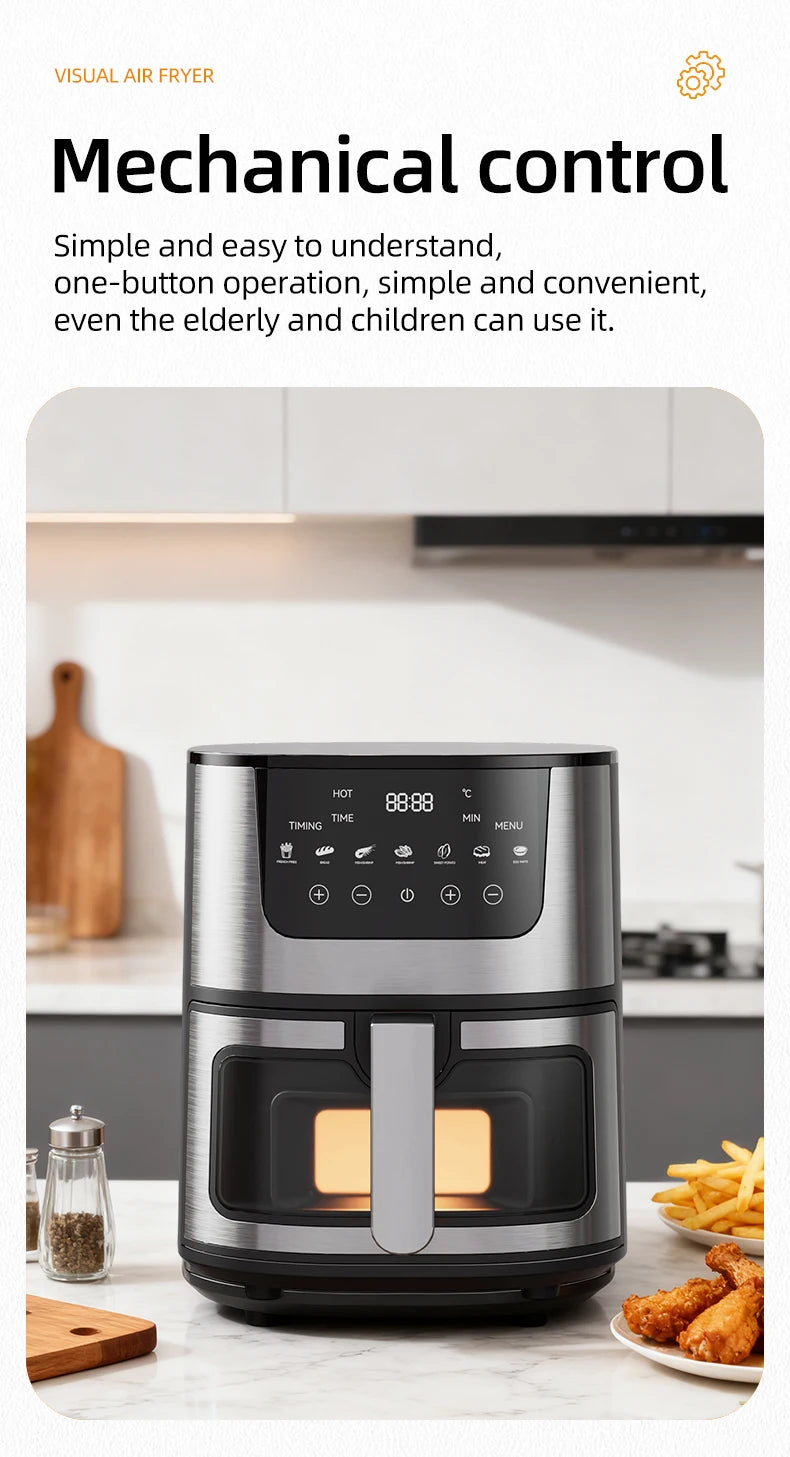 DIVEDEER 7L Household Visual Air Fryer - Large Capacity, Multifunctional, Stainless Steel Design for Home Use (Freidora Aire) Magic Electronics S4fd7f82e93d84234ac8688a49fd85a04T