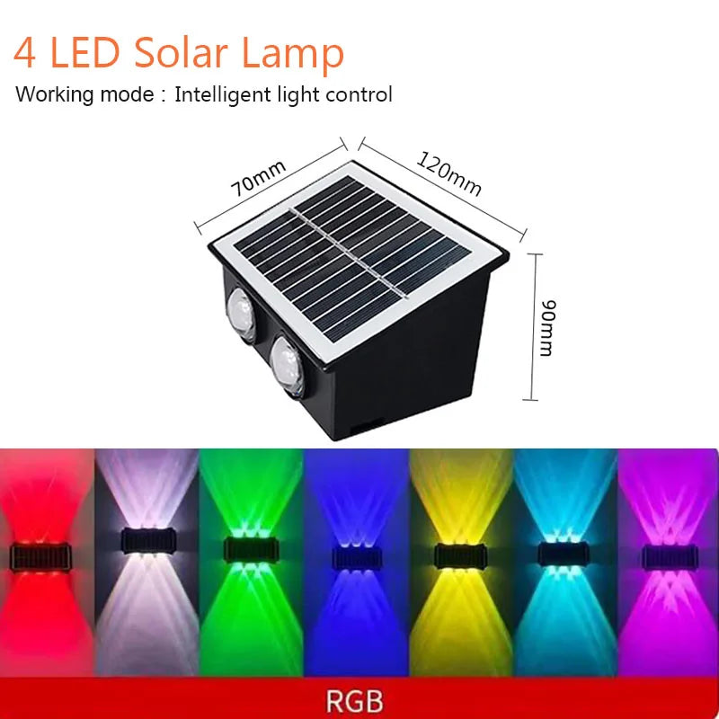 4/6/8LEDs Solar Wall Lamp Yard Street Decor Light Outdoor Waterproof Up and Down Luminous Lighting Garden Landscape Lamp - Magic Electronics