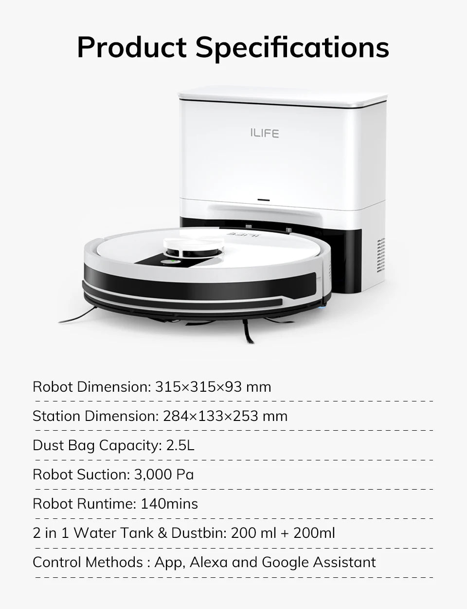 ILIFE A12 Pro Robot Vacuum and Mop Combo,LIDAR Navigation, self collection dust, 3000Pa suction, app/remote control Magic Electronics S513d7772fdae471f88cc61a7403900dbo