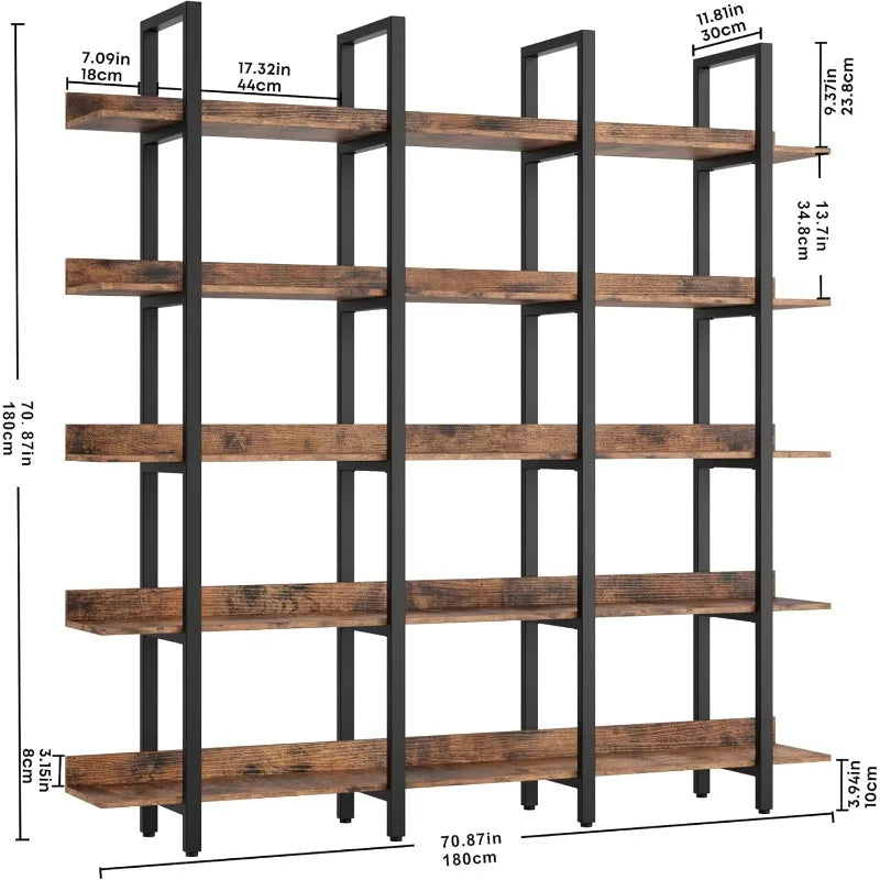 Bookcase and Bookshelves Triple Wide 5 Tiers Large Open Shelves, Etagere Book Shelf with Back Fence for Home Office Magic Electronics S514bcc513f5548b58640e7d436bfafc8w