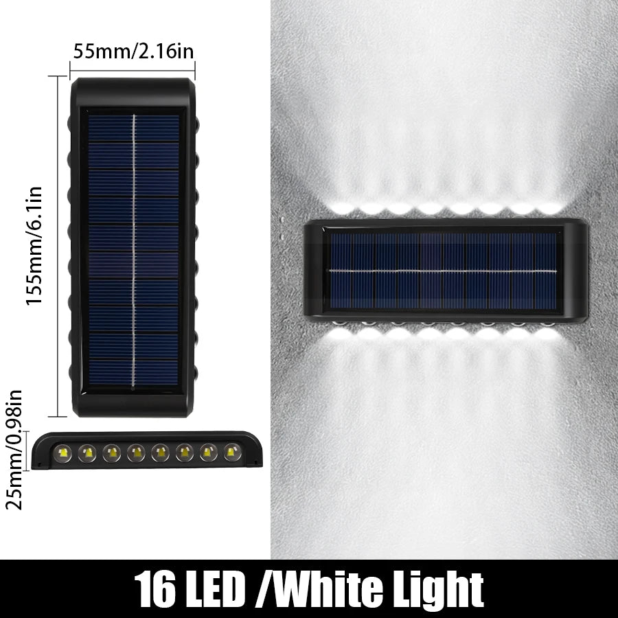 14/16 LED Solar Wall Lamp 1200mAh Outdoor Waterproof Up and Down Solar Lighting Light for Garden Fence Decoration Sunlight Light - Magic Electronics