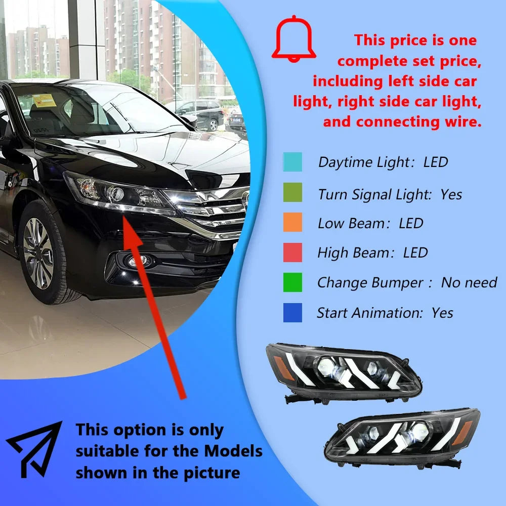 Car Headlight Assembly For Honda Accord 9th 2013-2015 Upgrade LED Lamborghini Style Projector Lens Car Tool Accessories - Magic Electronics