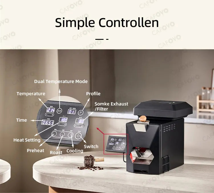 CAFOVO RE-3 Electric Coffee Bean Roaster Machine 200g Direct Fire Stirring Baking Intelligent Dual Mode for Home Use Magic Electronics S52b37264f5f84038822f980862639690o