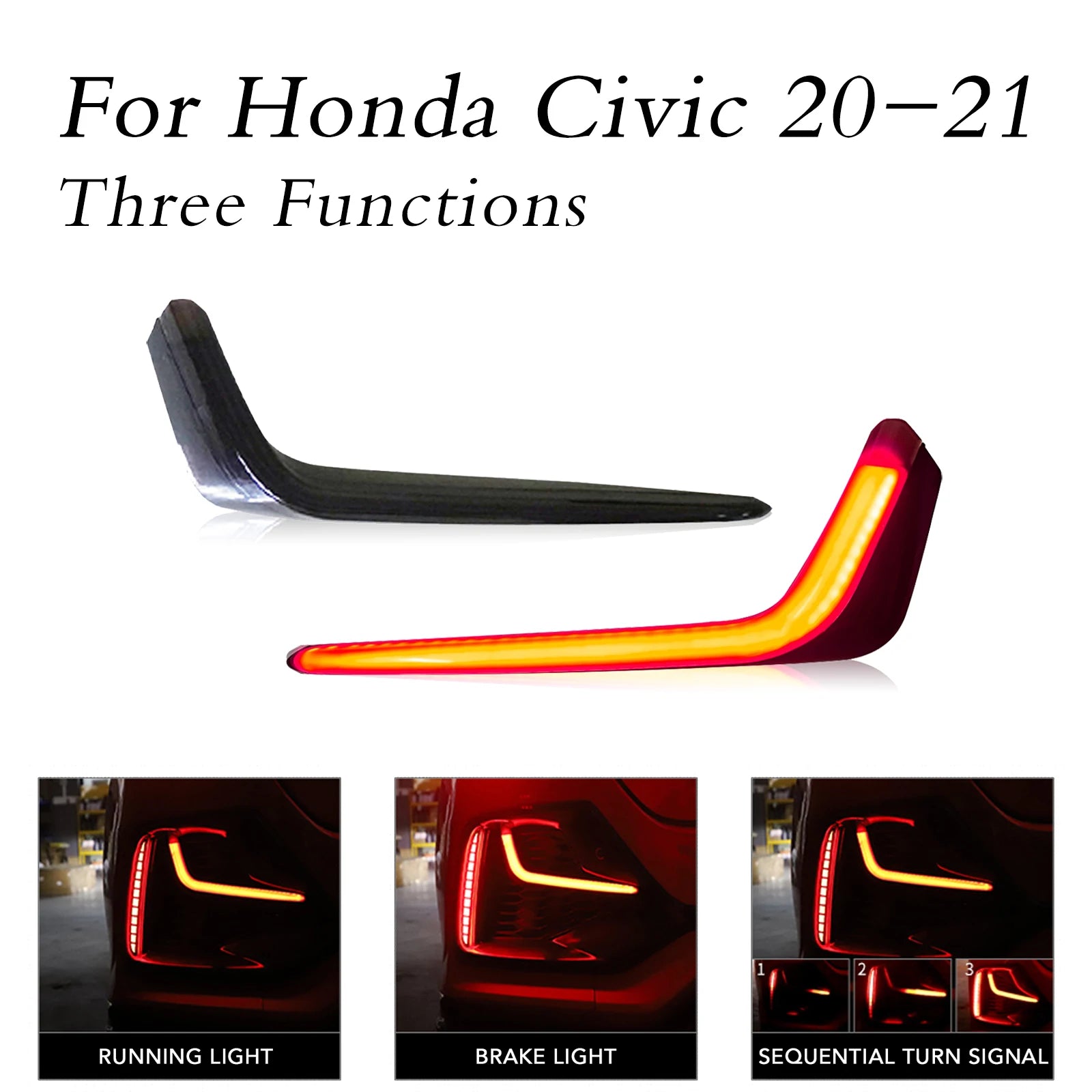 LED Reflector Light Rear Bumper Lamp Assembly Car Accessories Compatible For Honda Civic 10th Gen 2016-2022 Hatchback Type R Rear Bumper Light CHINA Magic Electronics S52c8fbf0dc4b4863801185bee0fbcda2A Rear Bumper Light CHINA