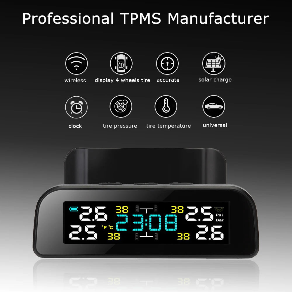Universal Smart Solar TPMS Tire Pressure Sensor Car Tire Pressure Monitoring System with 4 Wheel Internal External Sensors TMPS Magic Electronics S548b002600e54653a67abac7d8c1e768K