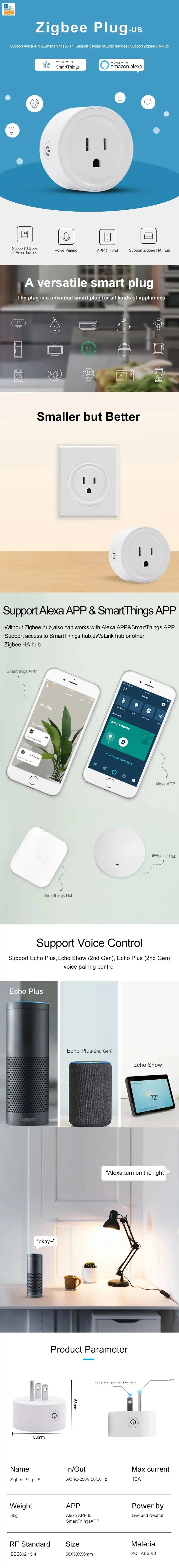 Zigbee3.0 Wireless Remote Control US Smart Plug Support Alexa Smartthing APP - Magic Electronics