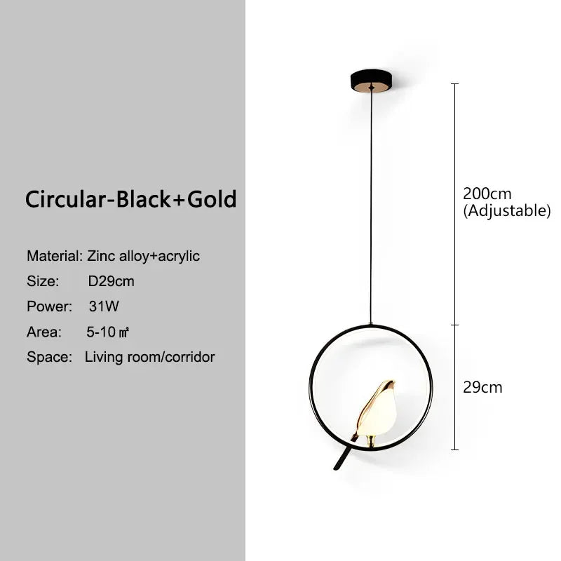 LED Gold Silver Magpie Bird Pendant Light Chandelier for Bedroom Living Room Indoor Hanging Lamp AC110v 220v Drop Shipping Circular-Black Gold Magic Electronics S54f6a20dbc6945c08a16c821680e3049R Circular-Black Gold