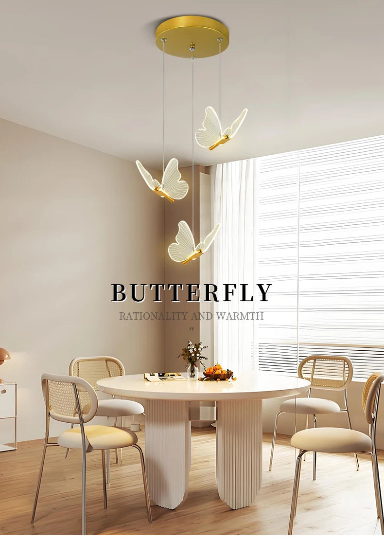 LED Modern 3-Head Butterfly Pendant Ceiling Light, Bedhead Indoor Living Room Dining Room Kitchen Decorative Lighting Magic Electronics S551d7b9a96934a3880a88657aff896d5q