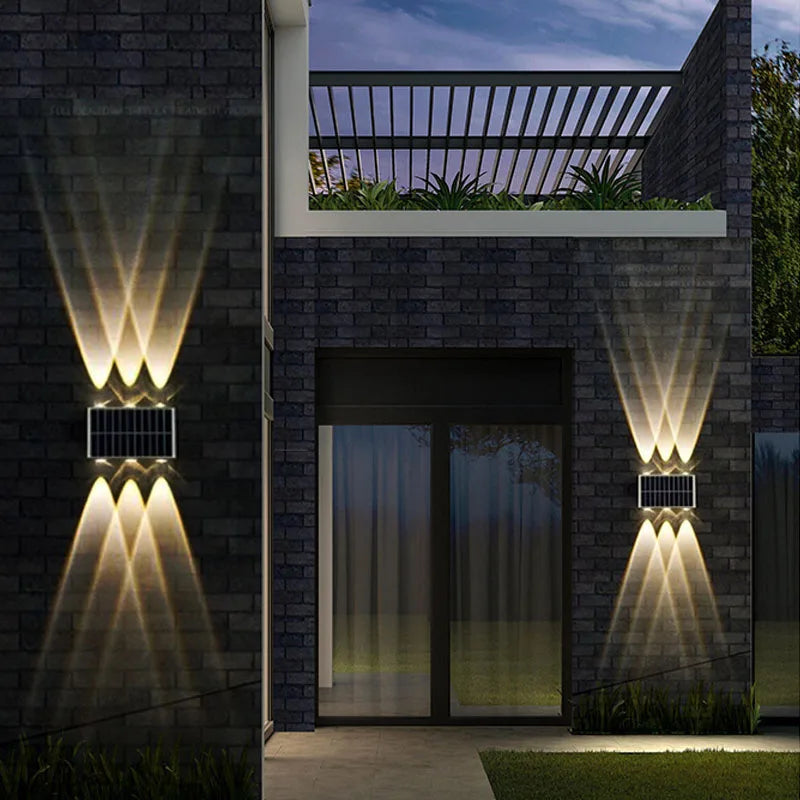 4/6/8LEDs Solar Wall Lamp Yard Street Decor Light Outdoor Waterproof Up and Down Luminous Lighting Garden Landscape Lamp - Magic Electronics